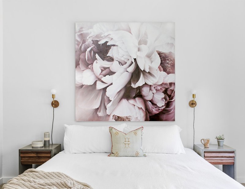 紫白画 | 紫白抽象 | 紫色艺术 | 勃根地牡丹 - 墙贴/壁贴 - 棉．麻 紫色