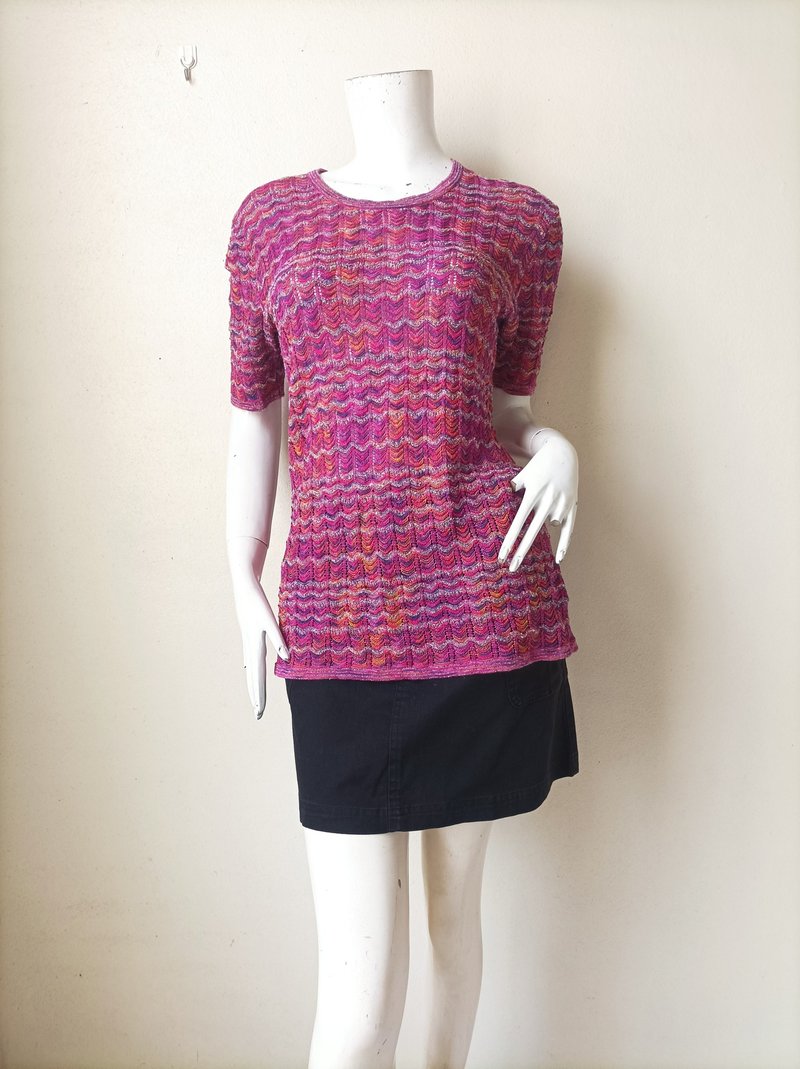 MISSONI 复古弹性上衣，胸围 36-44 英寸，意大利制造。 - 女装上衣 - 棉 粉红色