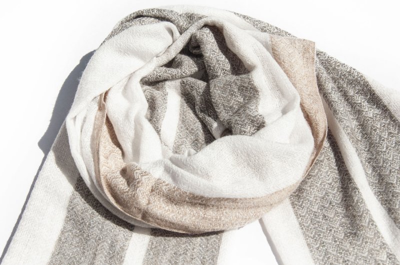 喀什米尔Cashmere 针织围巾 纯羊毛围巾 手织围巾 编织围巾-拿铁 - 围巾/披肩 - 羊毛 多色