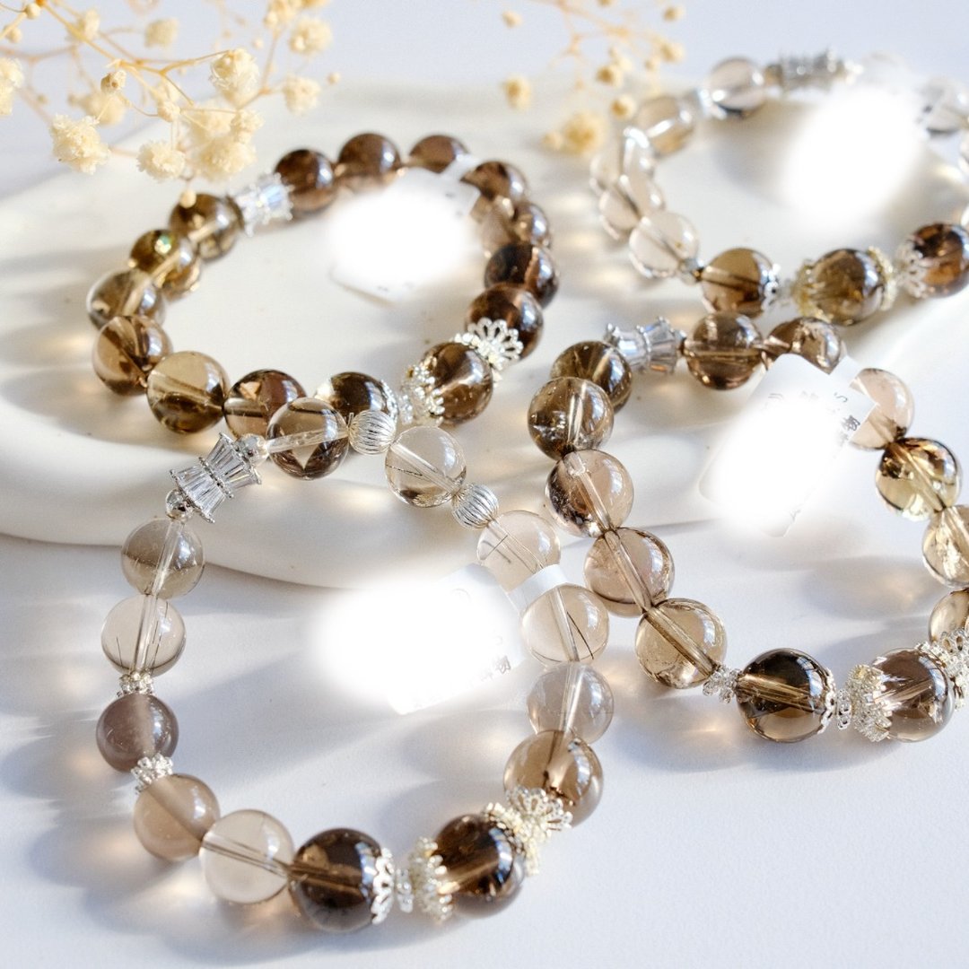 Amelia Jewelry 丨海底轮茶水晶手链丨烟晶丨茶晶原创设计手作 - 手链/手环 - 水晶 咖啡色