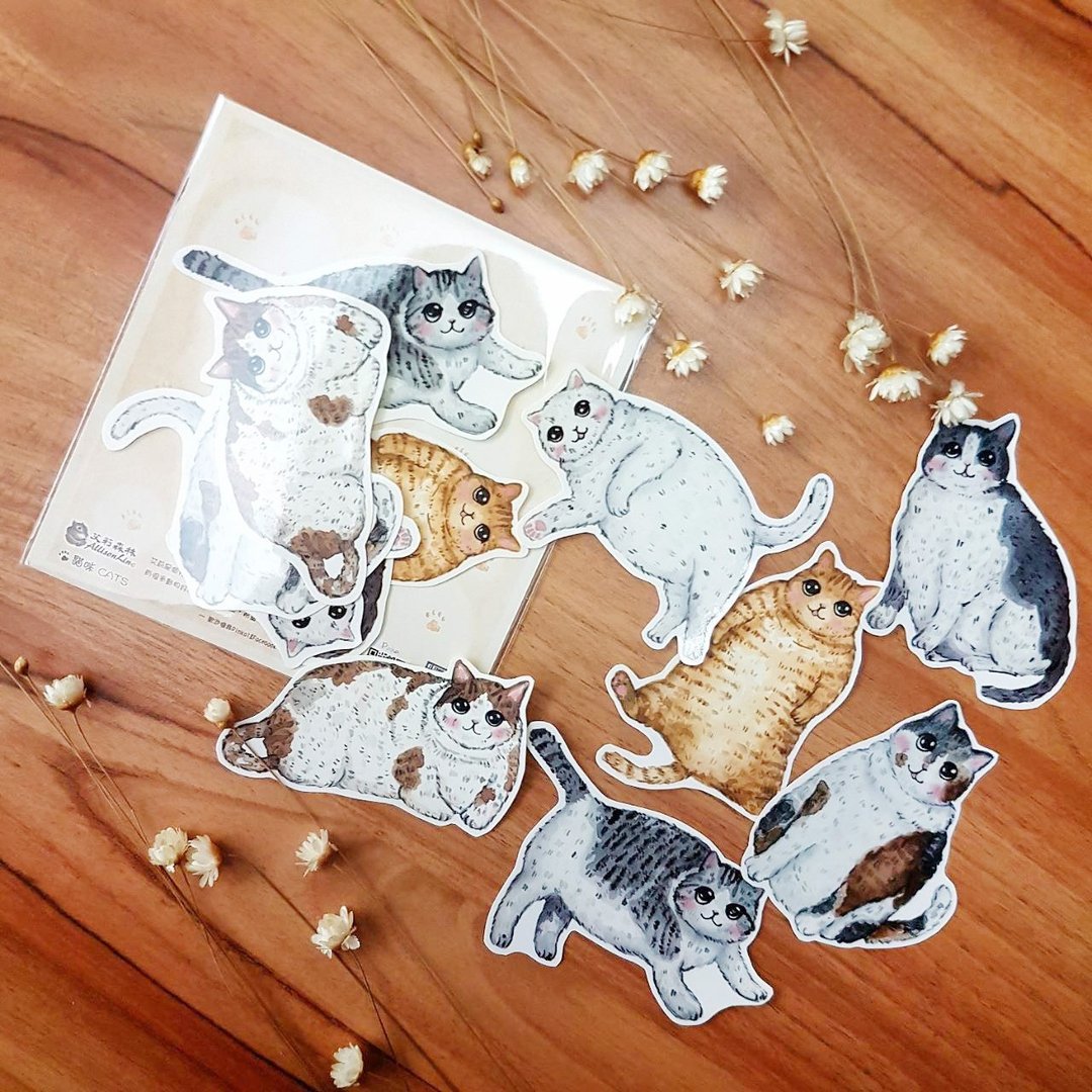 贪吃猫咪贴纸组 - 贴纸 - 纸 多色