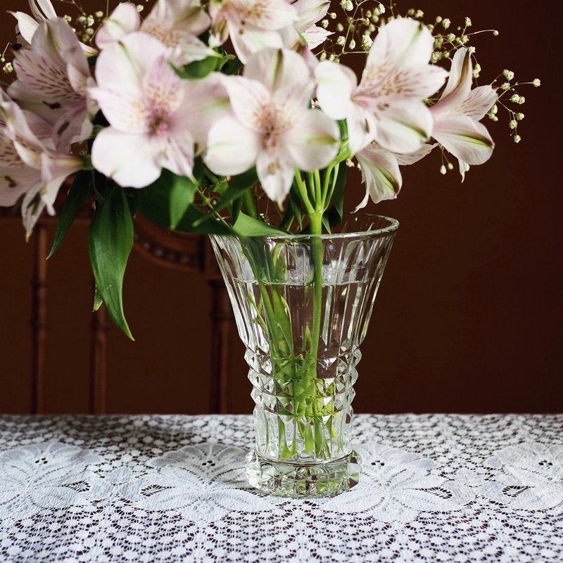 1950 年代法国 切割 水晶 玻璃花瓶 - 花瓶/陶器 - 玻璃 透明