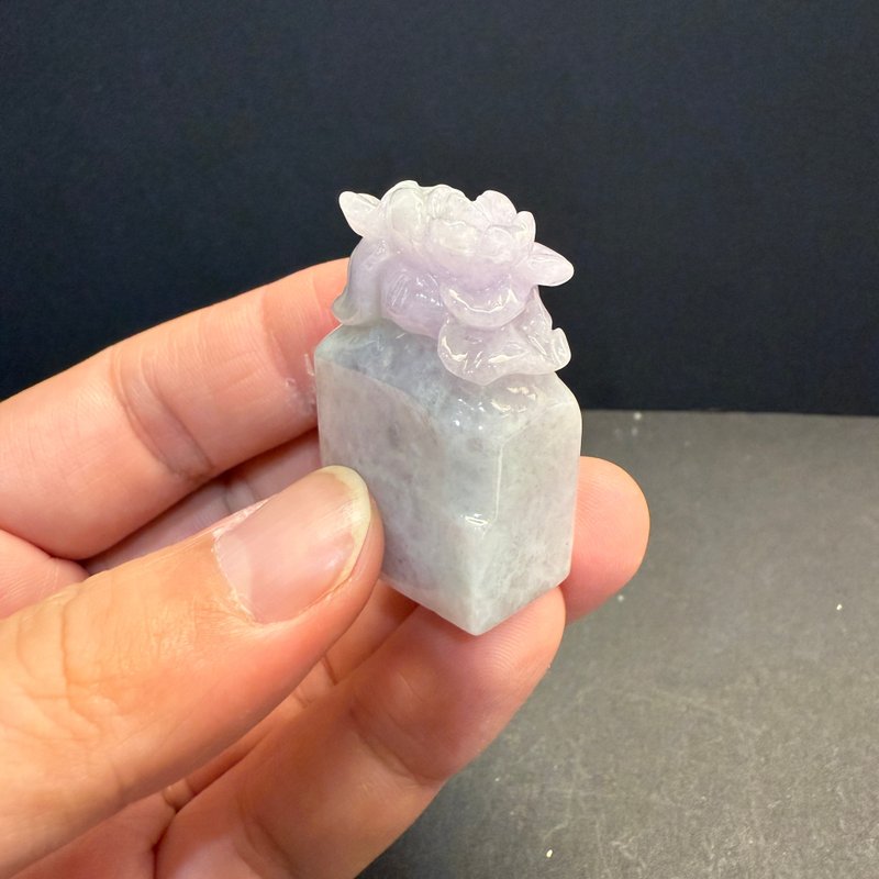 瀚玉珠宝 天然紫罗兰翡翠印章 花花印章 莲花印章 紫罗兰莲花印章 - 其他 - 玉石 