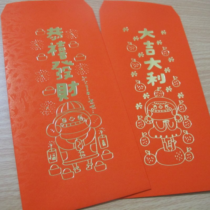 花大鼻烫金红包袋组-恭喜发财大吉大利(2款6入) - 红包/春联 - 纸 红色