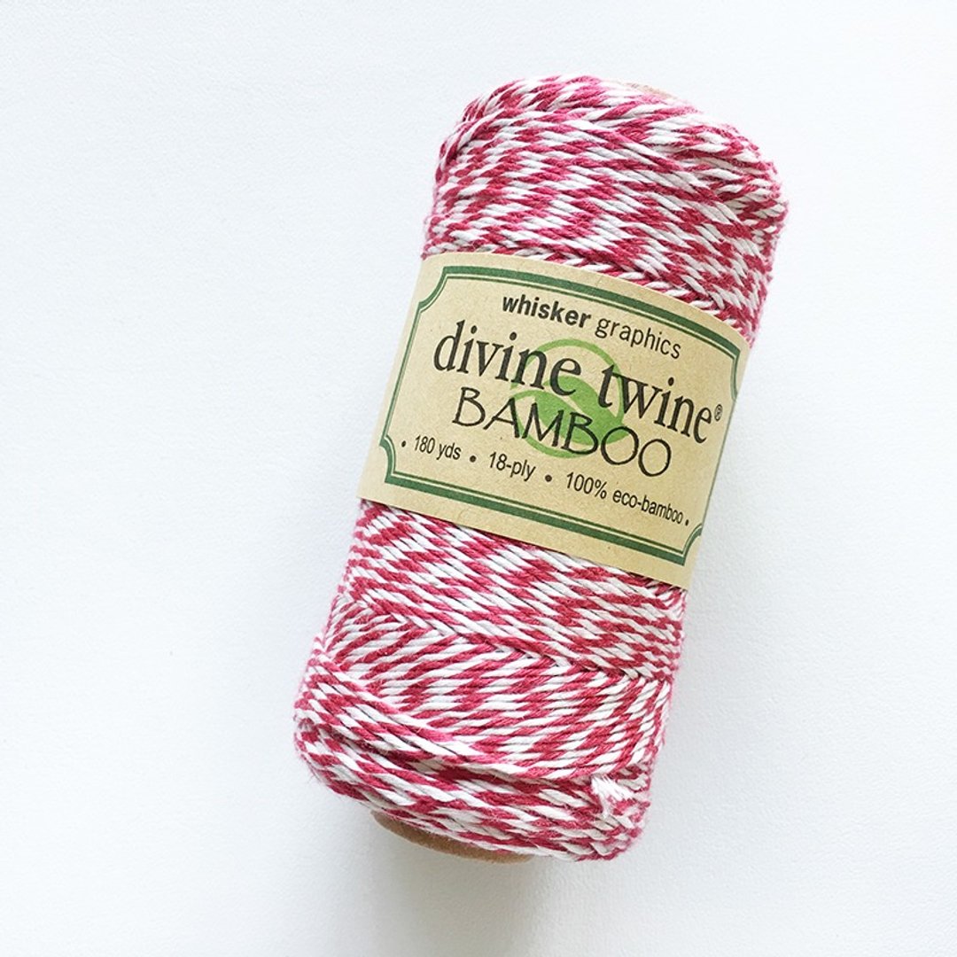 美国进口 Divine Twine Bamboo 双色环保棉线【Red & White】红+白 - 编织/刺绣/羊毛毡/裁缝 - 棉 红色