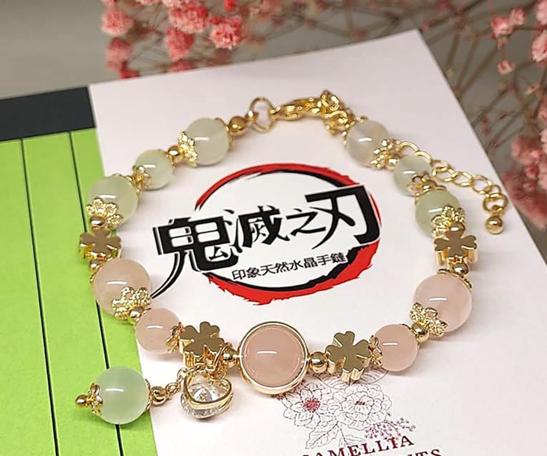 【鬼灭之刃】甘露寺蜜璃 02 | 同人水晶DIY设计手链- 定制化礼物 - 手链/手环 - 水晶 