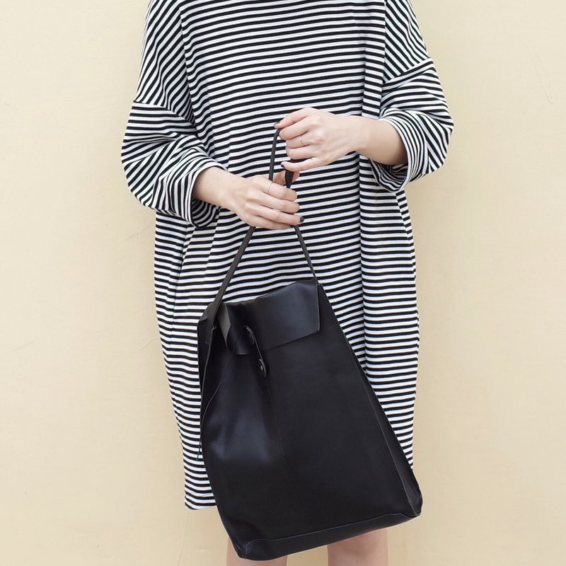 黑白条纹 缇花洋装 - 洋装/连衣裙 - 棉．麻 白色