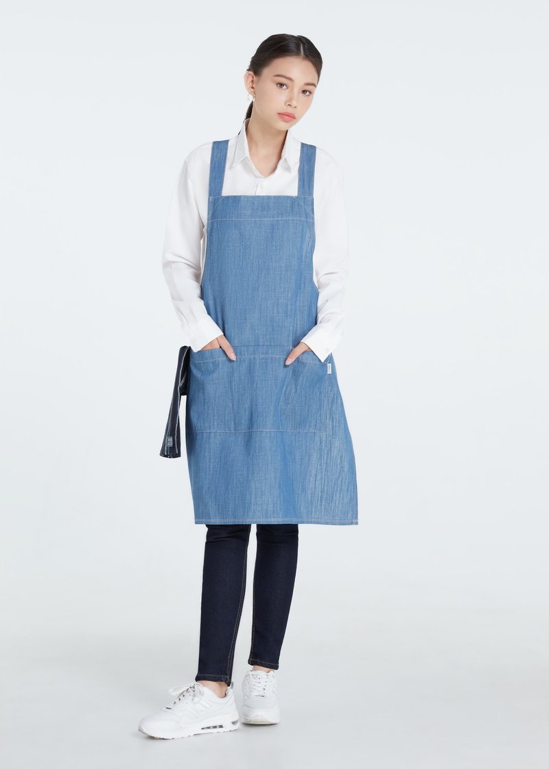 The Smock 01 交叉后背围裙 (浅蓝色) 工作服, 围裙 - 围裙 - 棉 透明