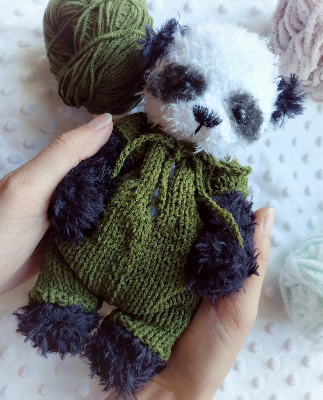 Ooak teddy bear panda/ collectable bear/ nursery plush toy/ beautiful teddy pand - 玩具/玩偶 - 其他材质 
