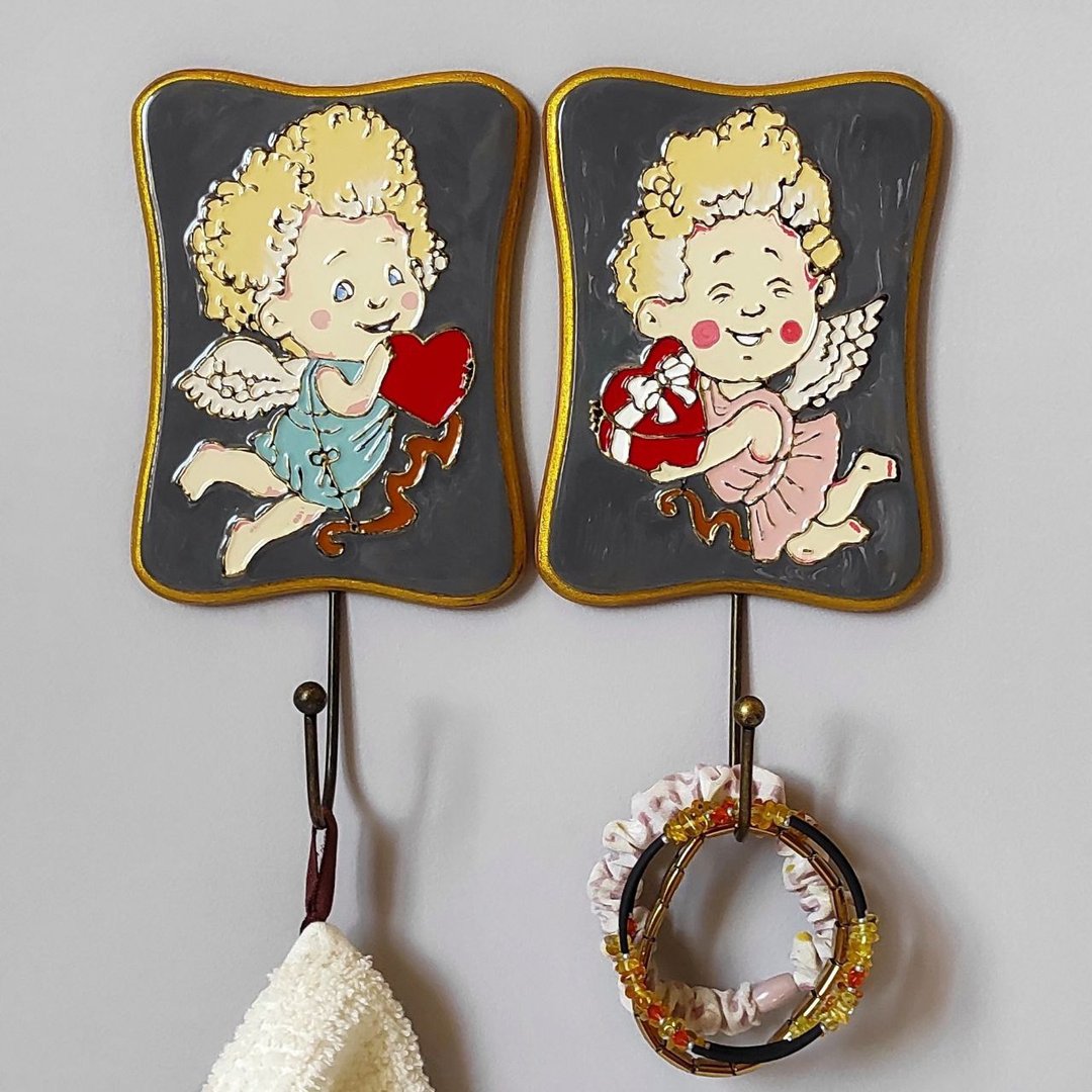 Decorative Wall Hook Bathroom Towel Hook Towel Rack Hand Painted Key Hook - 衣架/挂勾 - 木头 多色