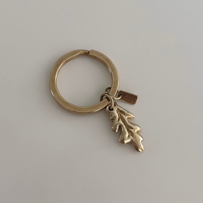 森林小物—夏栎叶 黄铜钥匙圈吊饰 - 吊饰 - 铜/黄铜 