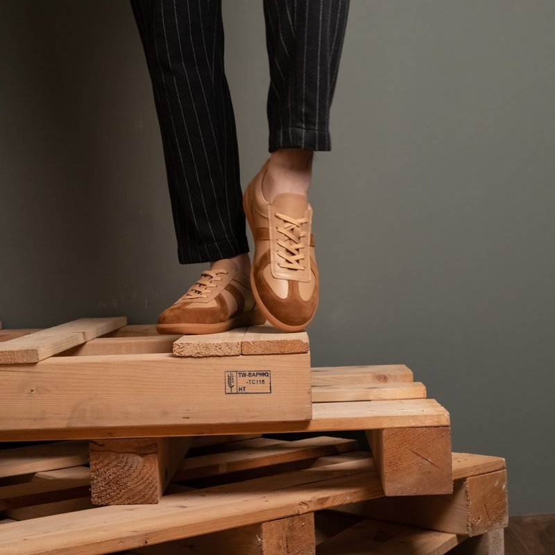 德训鞋_卡其 男版 38-45 - 男款皮鞋 - 真皮 卡其色