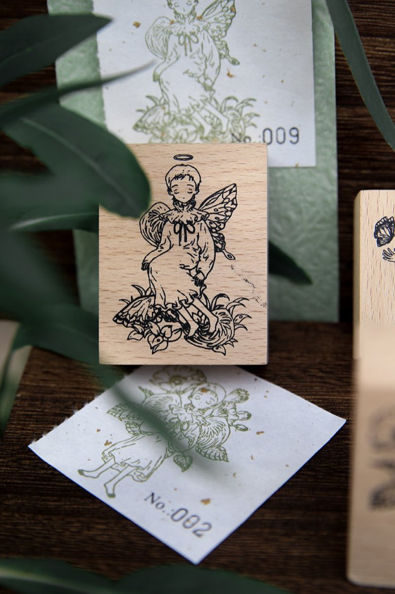 乐园天使 木製印章组合集 榉木 灰胶皮 - 印章/印台 - 木头 卡其色