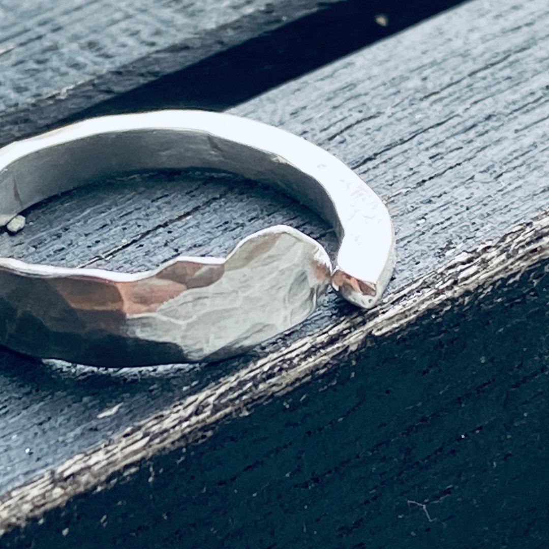 纯银戒指 水波纹 可定制姓名 S580 - 戒指 - 纯银 银色