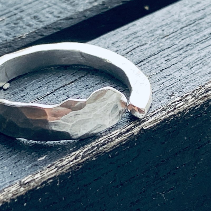 纯银戒指 水波纹 可定制姓名 S580 - 戒指 - 纯银 银色