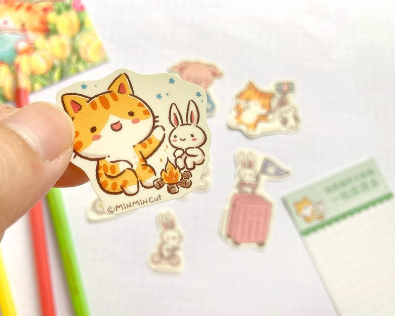 秘密猫小贴纸包-一起旅游去 防水贴纸 - 贴纸 - 塑料 多色