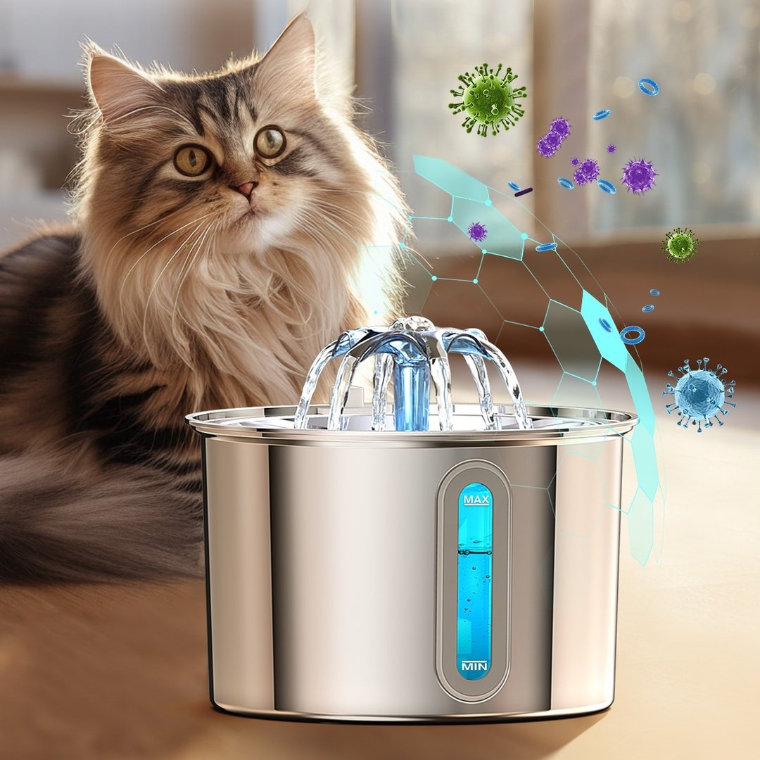 【循环喷泉】Oneisall 2 公升不锈钢猫饮水机 │吸引猫咪注意 - 碗/碗架 - 其他材质 黑色