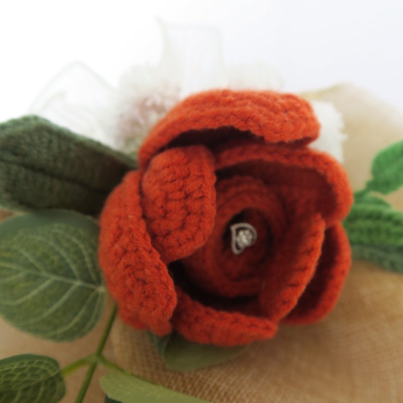 鈎织郁金香戒指花盒 - 植栽/盆栽 - 棉．麻 橘色