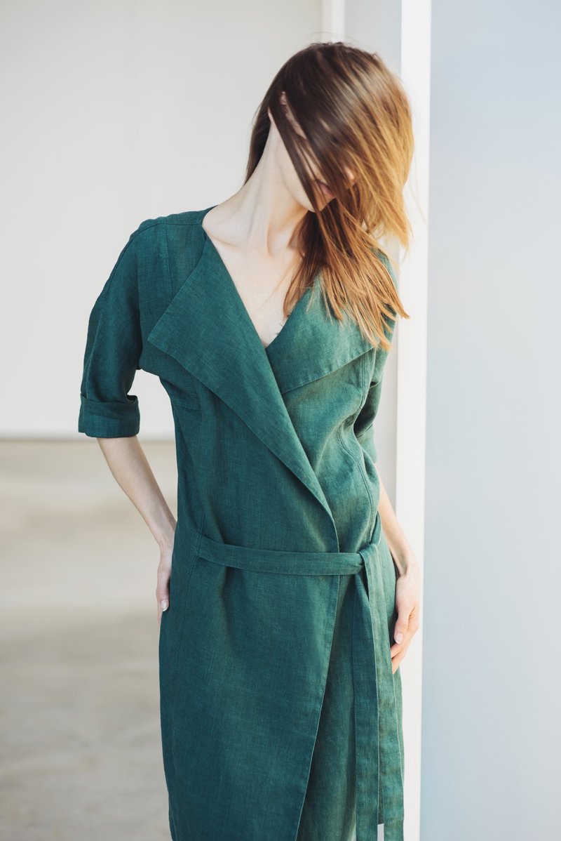 Wrap Linen Jacket Motumo - 14SV2 - 洋装/连衣裙 - 亚麻 多色