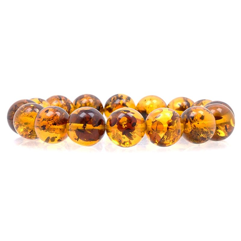 【正佳珠宝】花珀 顶级金花珀 11.7-12.2mm 金花珀手珠 - 手链/手环 - 半宝石 金色