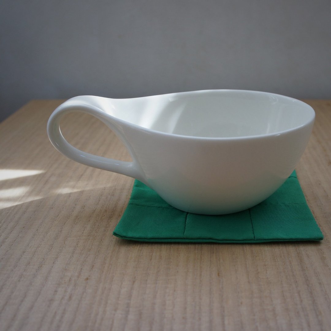 Handmade coaster "SQUARE 四角" green・big - 杯垫 - 棉．麻 绿色