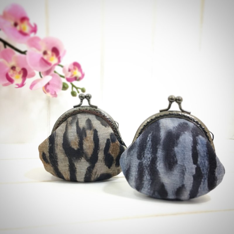 | •R• | 口金包の魅力 | 变形豹纹口金包 | 8.5cm - 零钱包 - 棉．麻 