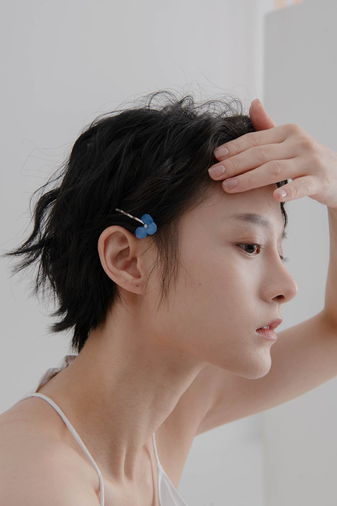 真花发夹-Hair pin-Royal blue - 耳环/耳夹 - 植物．花 蓝色