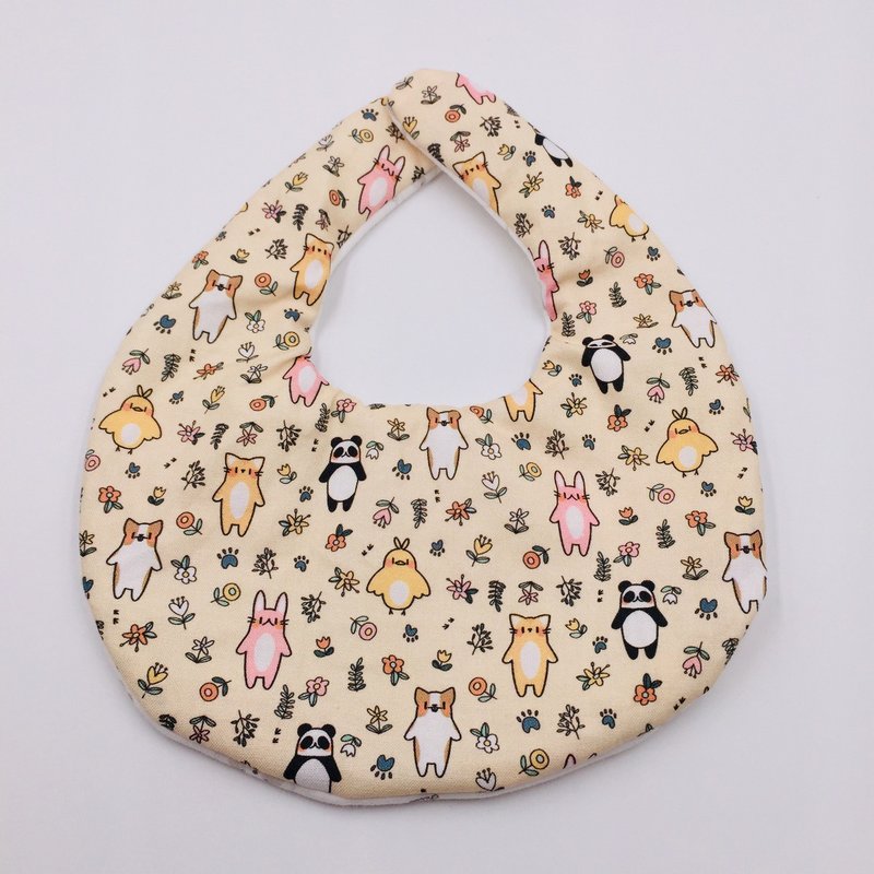 站立动物围兜 二重纱 口水巾  弥月礼 - 围嘴/口水巾 - 棉．麻 多色