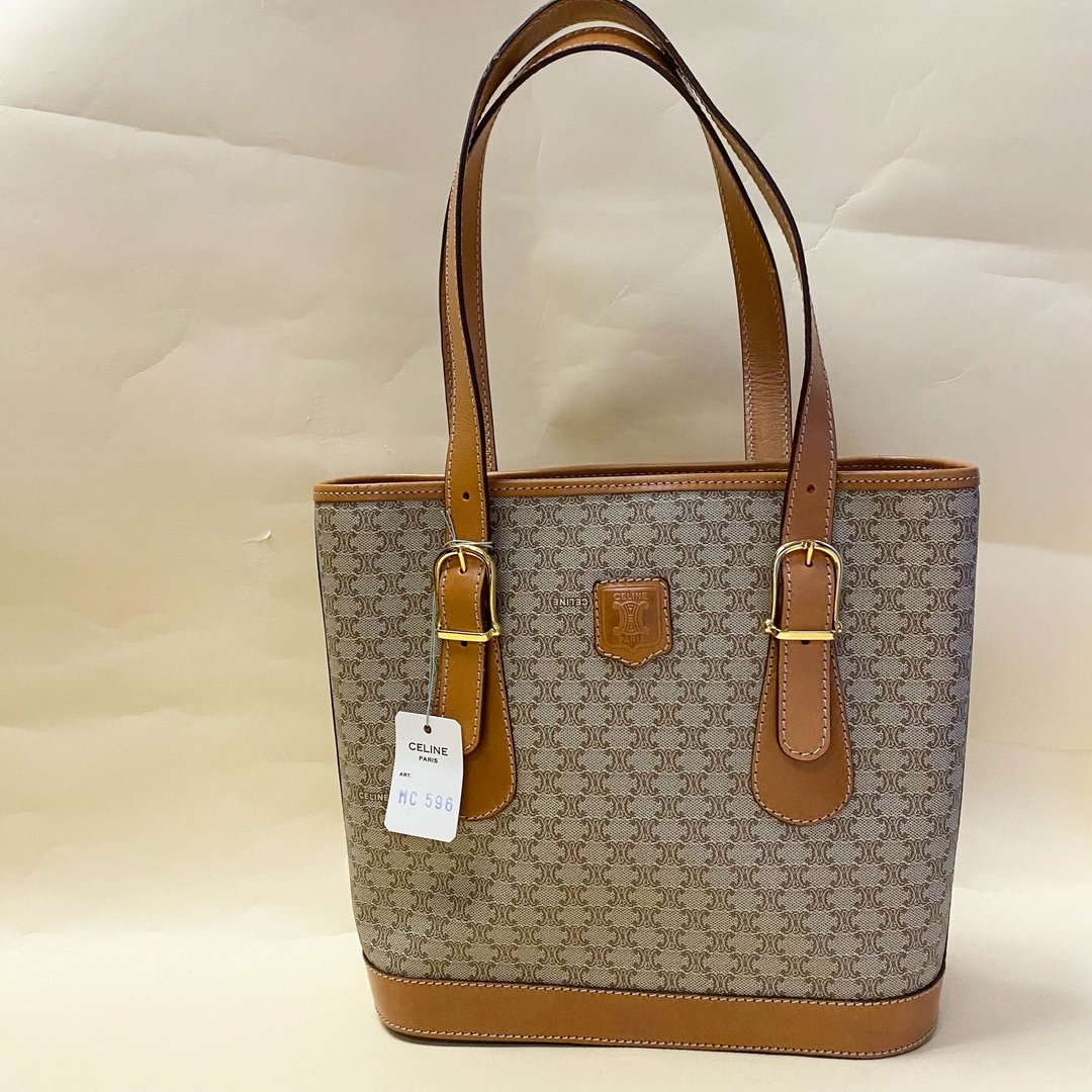 中古包Celine赛琳│奶白老花│腋下包│古董包│手提包│女友礼物 - 侧背包/斜挎包 - 真皮 咖啡色