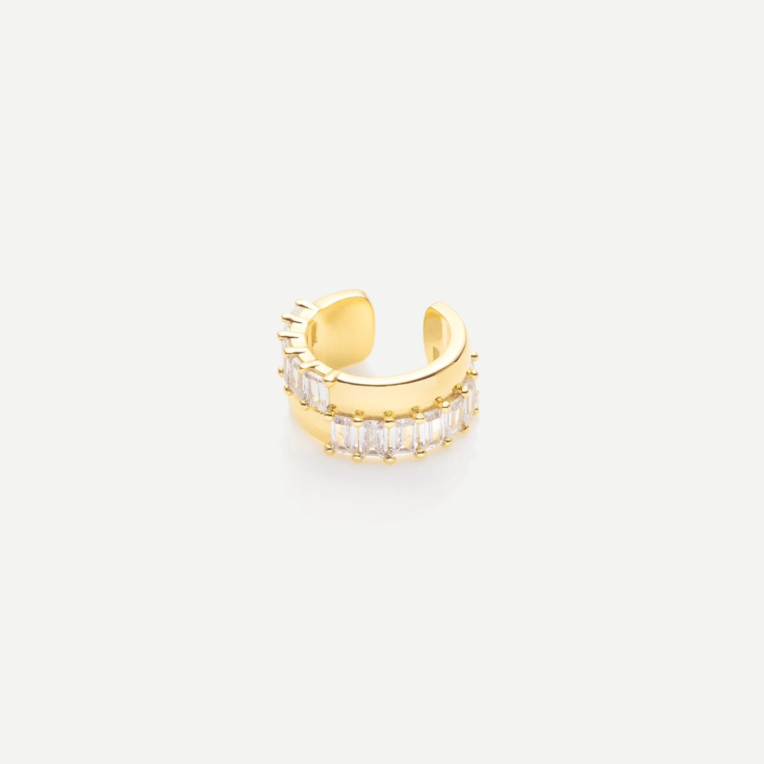 率性别致 宽版方钻耳骨夹 /  Harper ear cuff 单支 - 耳环/耳夹 - 铜/黄铜 金色