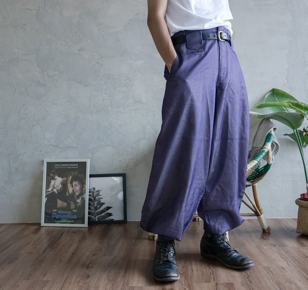 古着 鸢服 鸢裤 缎面反光 Tobi vintage 全新 紫色S - 男士长裤 - 棉 紫色
