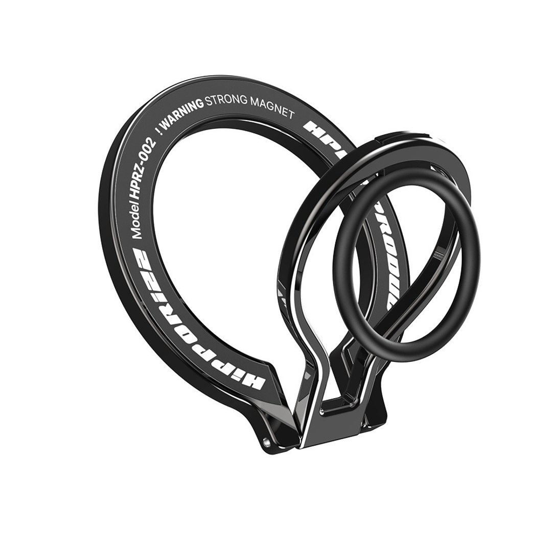 Hipporizz Anello Mag 磁吸指环支架 - 手机座/防尘塞 - 铝合金 黑色