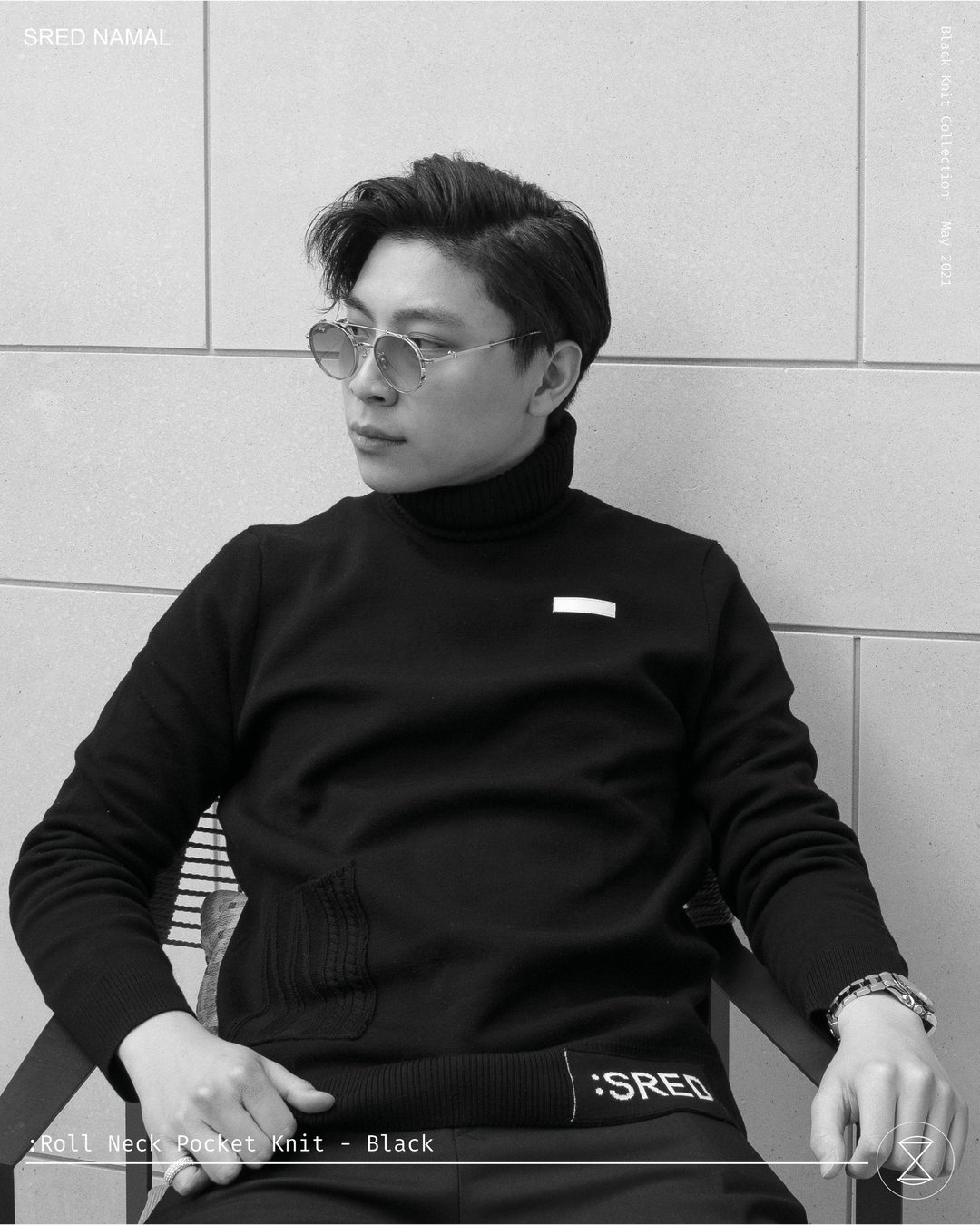 Sred Namal Roll Neck Black Pocket Knit - 男装针织衫/毛衣 - 羊毛 黑色