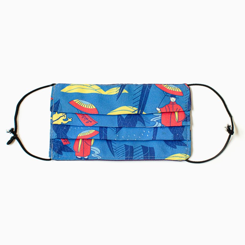【防疫必备】折式布口罩_韩国花牌款_宝蓝柳上燕 - 口罩 - 聚酯纤维 蓝色