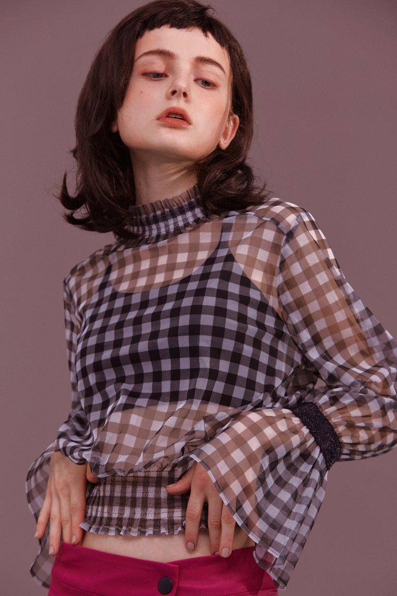 ENVOL AVEC NING 骑士领巾泡泡袖上衣 - 黑 - 女装上衣 - 其他材质 黑色