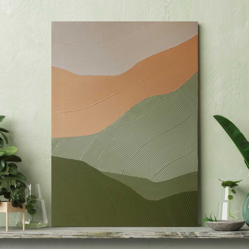 绿色纹理绘画|极简主义墙壁艺术|绿色纹理艺术|字段 2 - 墙贴/壁贴 - 棉．麻 绿色