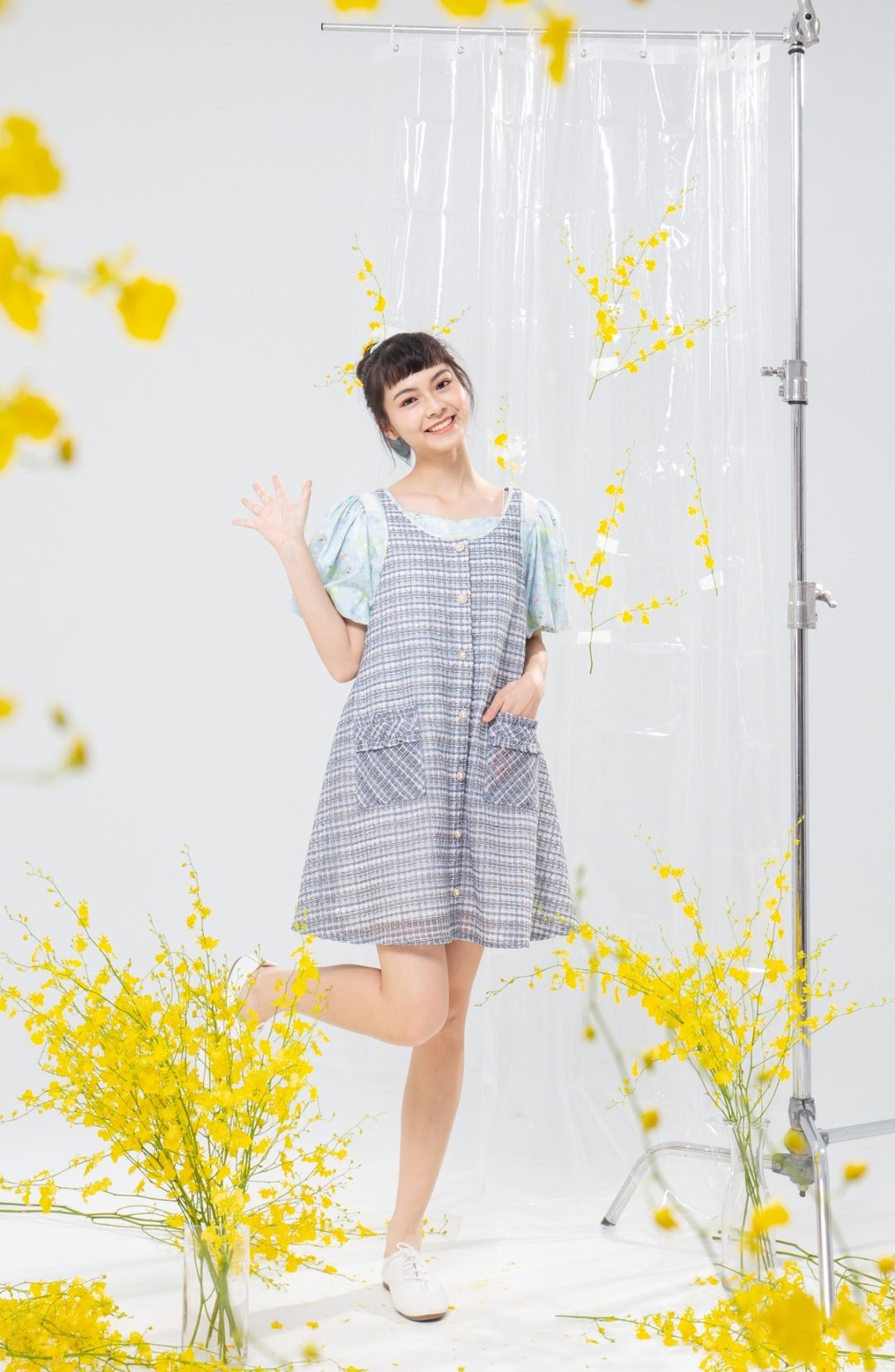 【LADY】夏日学妹香 口袋背心洋装 北海道 合谷色 S-L - 洋装/连衣裙 - 棉．麻 蓝色