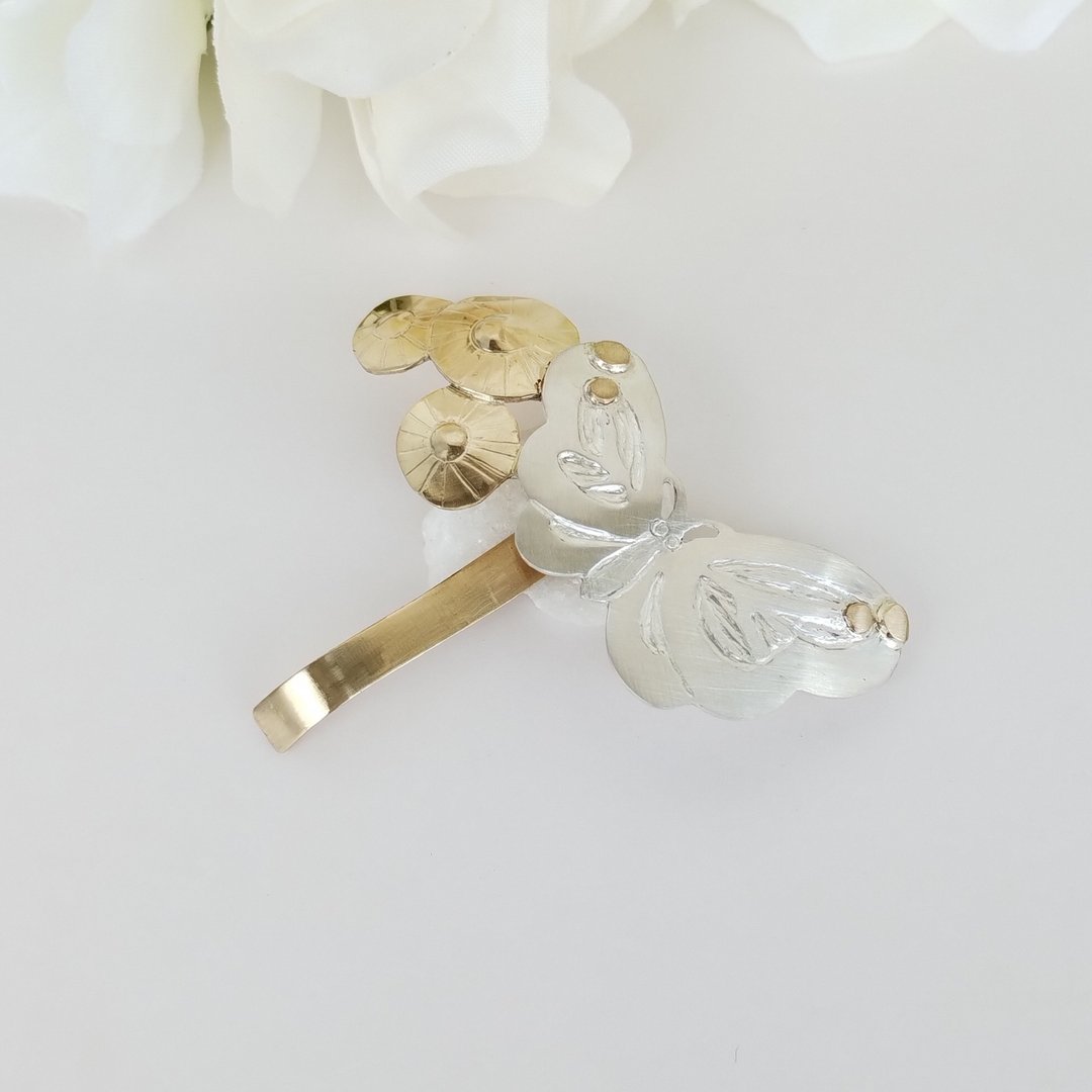 Dandelion and butterfly pony hook - 发饰 - 银 银色