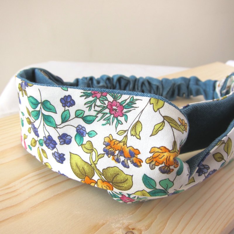 温室女孩 好烦小姐 松紧发带 双面 牛仔 花 - 发饰 - 棉．麻 蓝色