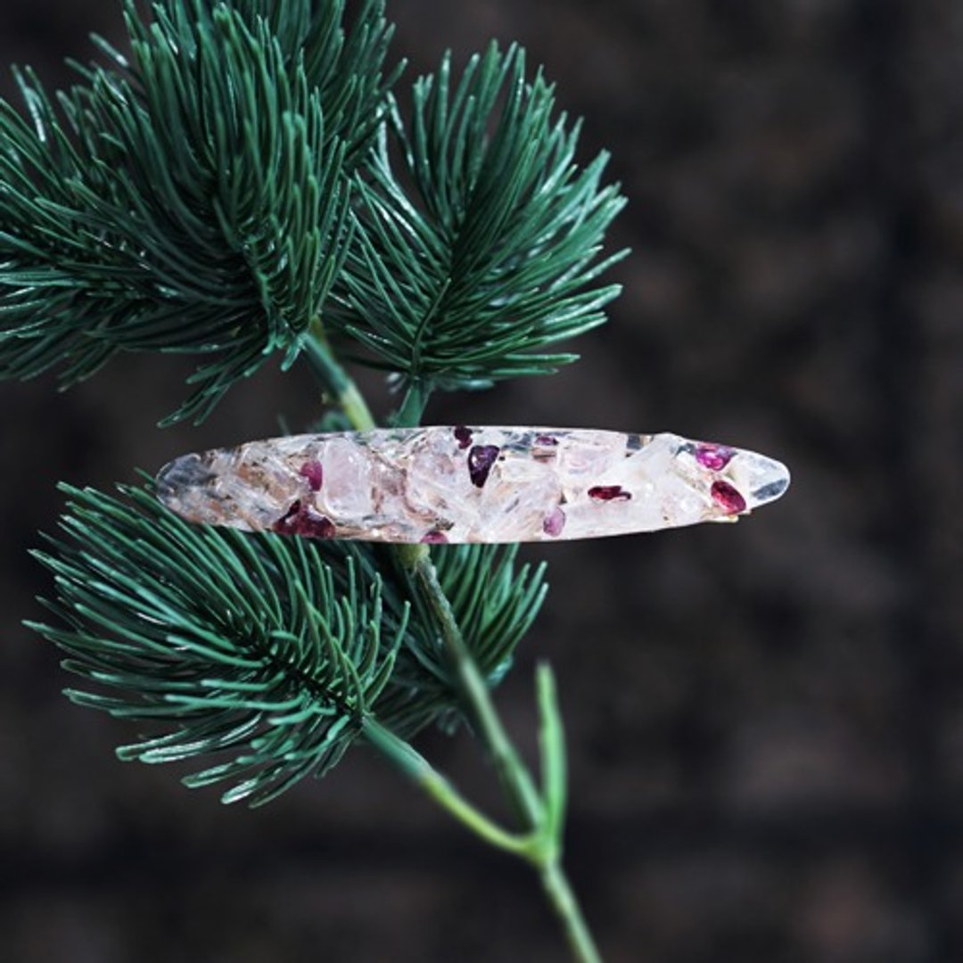 锂玉髓与蔷薇辉石宝石发夹7cm Romana - 发饰 - 宝石 粉红色
