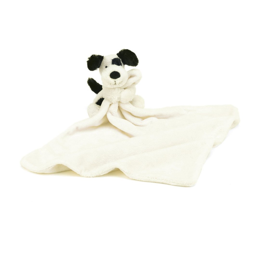 Bashful Black&Cream Puppy Soother 黑白狗安抚巾 约33cm - 围嘴/口水巾 - 聚酯纤维 白色