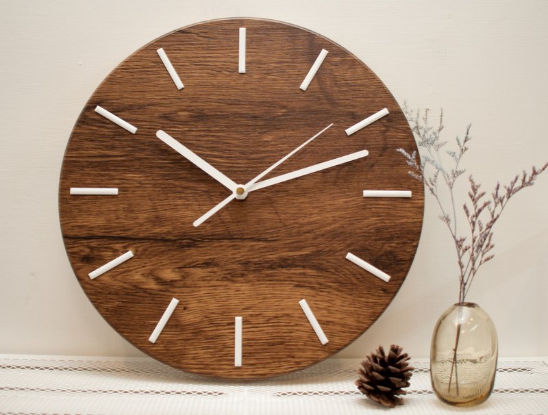 漂流木纹-时钟/静音-白色刻度-WE CAN HOUSE 礼物/居家/新居/挂钟 - 时钟/闹钟 - 木头 