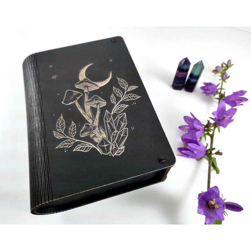 Witchy tarot card storage box, Oracle card box, Witchycraft deck holder, Wiccan - 摆饰 - 木头 
