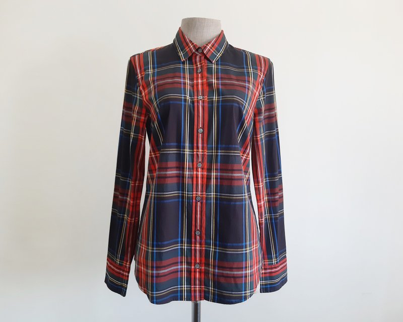 J. CREW 复古黑红格纹衬衫 女款 格纹 棉质 长袖 衬衫 XS - 女装上衣 - 其他材质 黑色