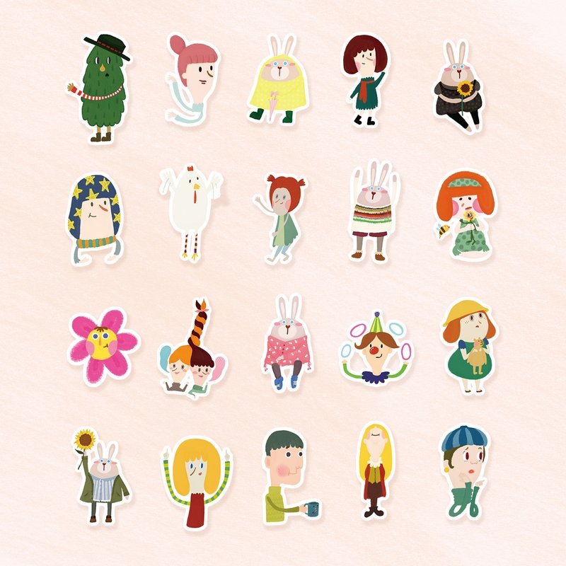 POSSIE插画集贴纸---ㄇ组任选 - 贴纸 - 防水材质 多色