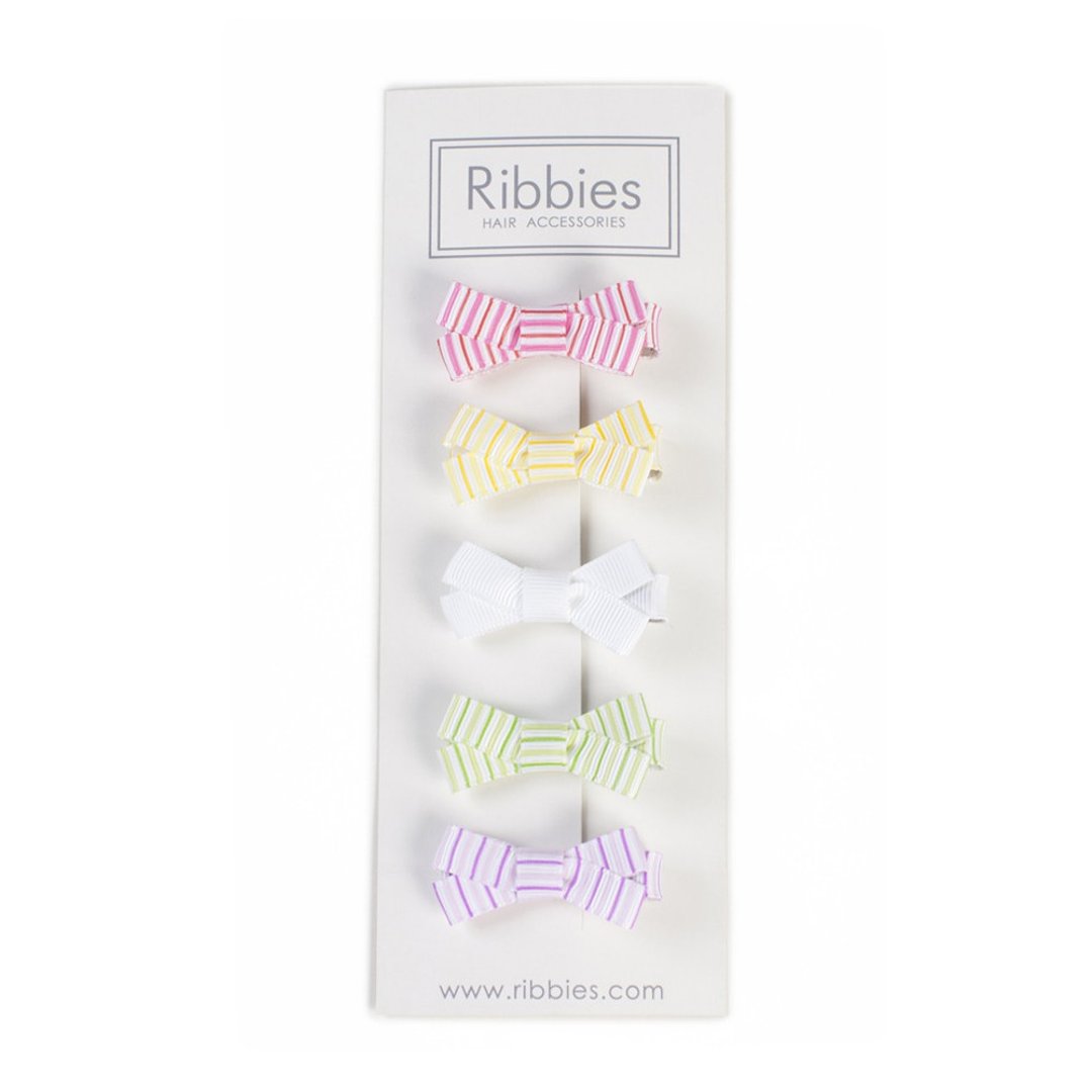 英国Ribbies 条纹蝴蝶结5入组 - 发饰 - 聚酯纤维 