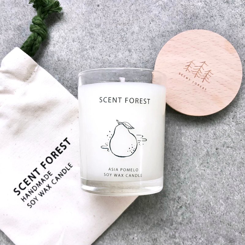 香水香氛大豆蜡烛 - 亚洲白柚 - 蜡烛/烛台 - 玻璃 白色