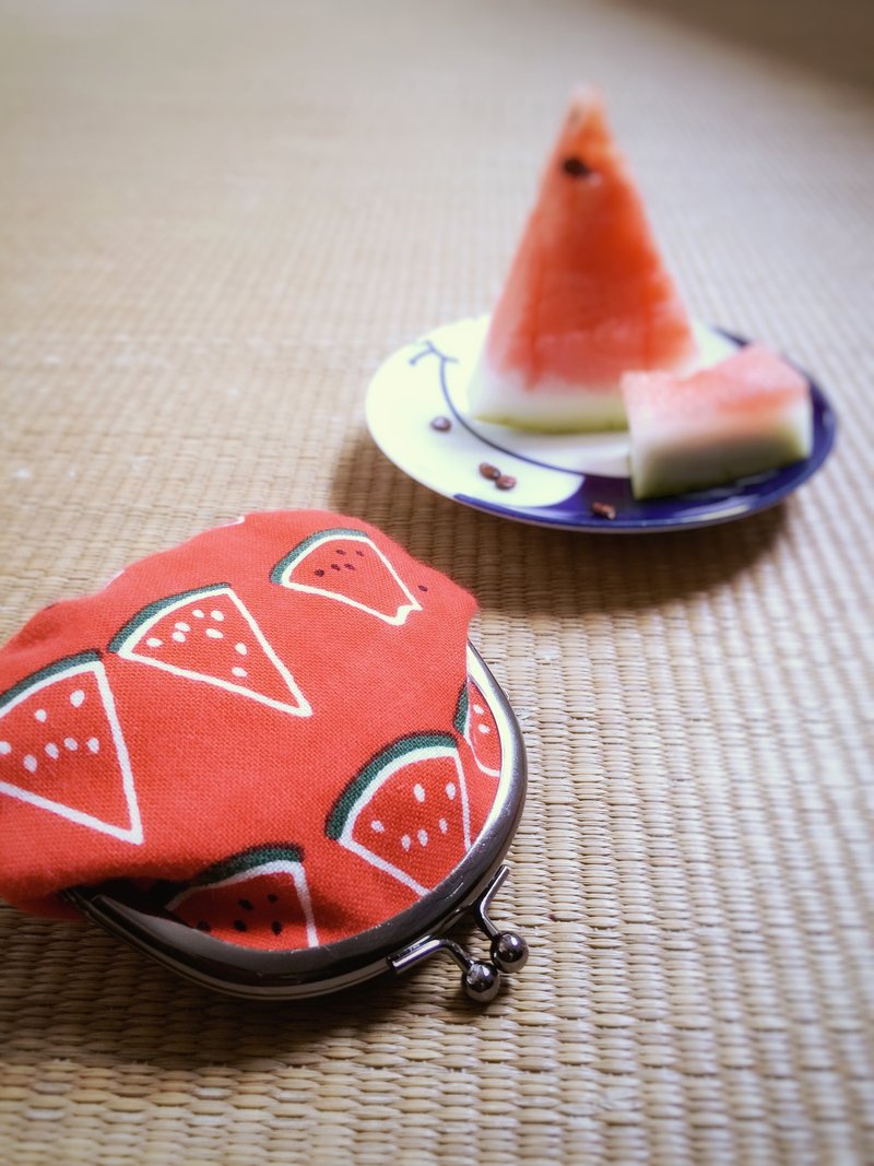 夏日消暑西瓜小口金包 - 零钱包 - 棉．麻 红色