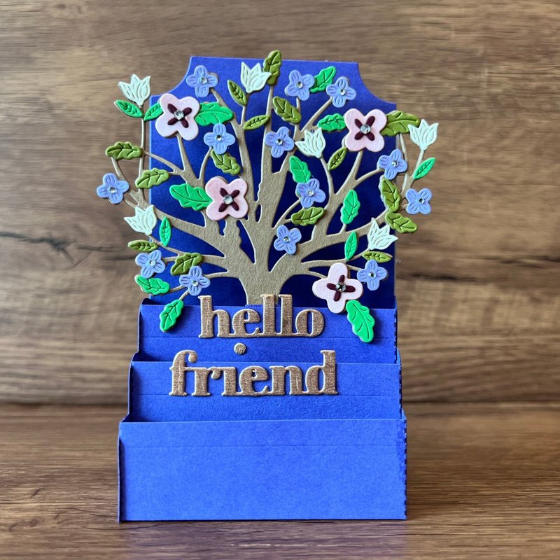 hello friend 大树 花 朋友卡 友谊卡 - 卡片/明信片 - 纸 紫色