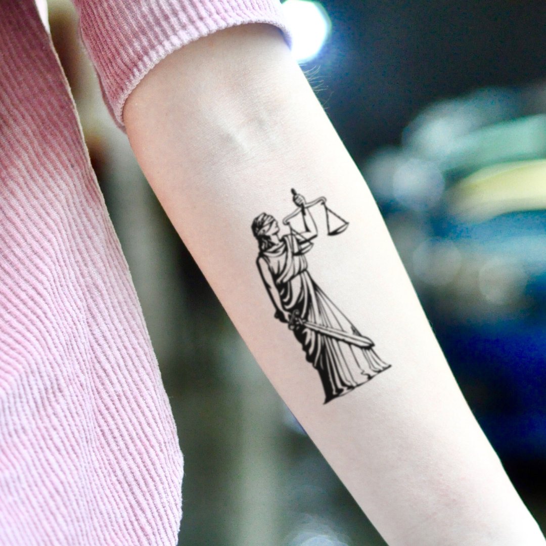 OhMyTat 正义 And Justice For All 刺青图案纹身贴纸 (2 张) - 纹身贴 - 纸 黑色